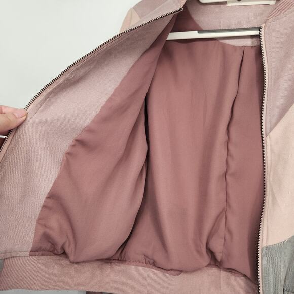 The Impeccable Pig Mauve Color-block Chevron Bomber Jacket Women's S - Picture 6 of 7